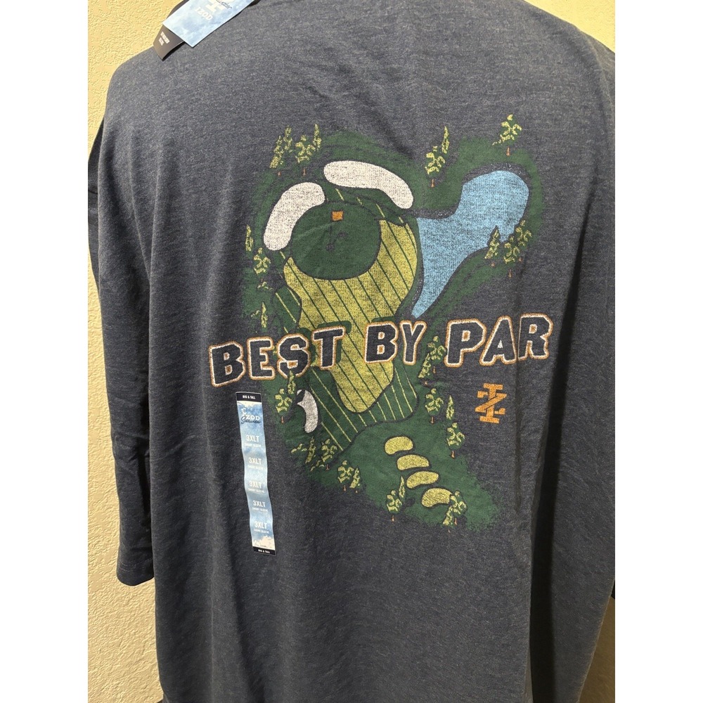 IZOD Saltwater Mens T-Shirt Golf Best By Par Blue Short Sleeve 3XLT Graphic Tee